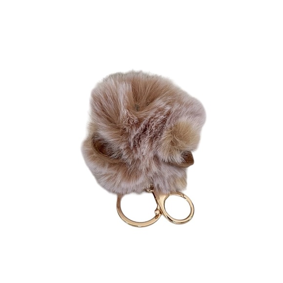 Fuzzy Brown Pom Pom Animal Keychain Accessory - Picture 6 of 14